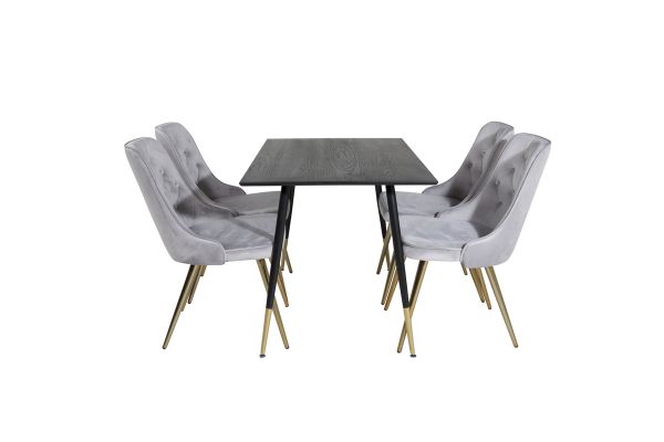 Imagine Masa de dining Dipp - 120 cm - Furnir negru - Picioare negre cu detalii din alama dipp+Velvet D