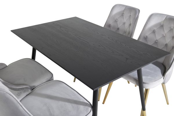 Imagine Masa de dining Dipp - 120 cm - Furnir negru - Picioare negre cu detalii din alama dipp+Velvet D