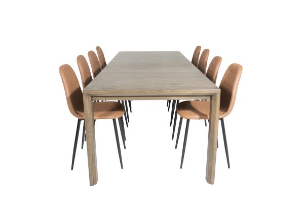 Imagine Tabel extensibil Slider - Stejar fumuriu 170+40+40cm - Scaun de dining Polar - Maro / Negru 8