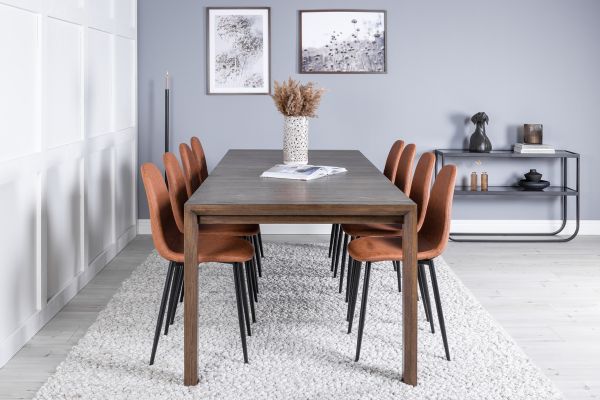 Imagine Tabel extensibil Slider - Stejar fumuriu 170+40+40cm - Scaun de dining Polar - Maro / Negru 8