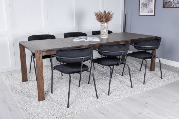 Imagine Slider Extention Table - Smoked Oak - 170+40+40cm +Arrow armchair - Black Legs