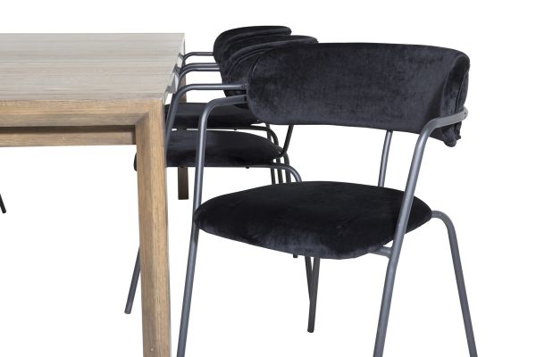 Imagine Slider Extention Table - Smoked Oak - 170+40+40cm +Arrow armchair - Black Legs