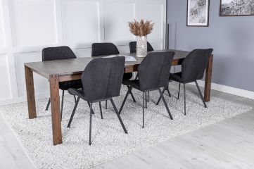 Imagine Slider Extention Table - Smoked Oak - 170+40+40cm +Gemma Dining Chair - Black