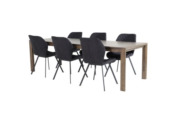 Imagine Slider Extention Table - Smoked Oak - 170+40+40cm +Gemma Dining Chair - Black