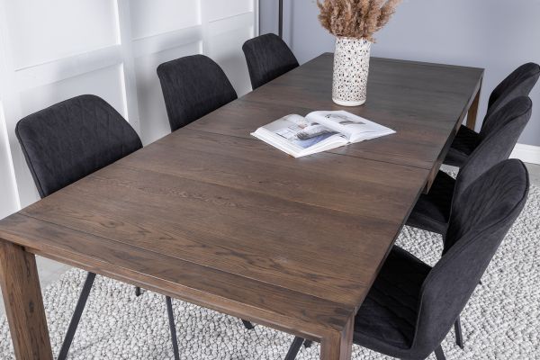 Imagine Slider Extention Table - Smoked Oak - 170+40+40cm +Gemma Dining Chair - Black