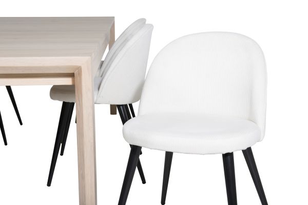 Imagine Tabelul extensibil Slider - White Wash - 170+40+40cm + Scaun de dining Velvet din catifea de cord