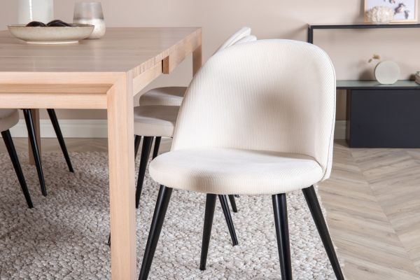 Imagine Tabelul extensibil Slider - White Wash - 170+40+40cm + Scaun de dining Velvet din catifea de cord