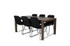 Imagine Tabelul extensibil Slider - Stejar Fumuriu - 170+40+40cm + 6 scaune de dining Muce - Picioare Negre - Material Negru