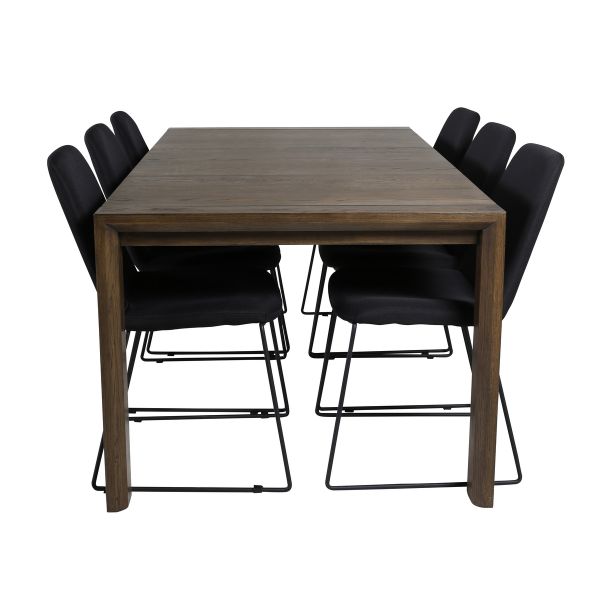 Imagine Tabel extensibil Slider - Stejar Fumuriu - 170+40+40cm + Scaun de Dining Muce - Negru L