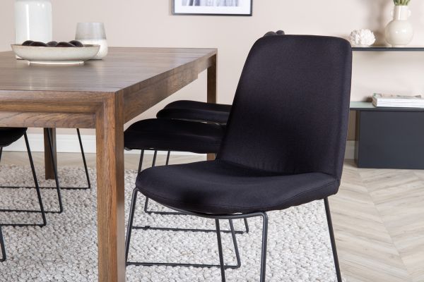 Imagine Tabel extensibil Slider - Stejar Fumuriu - 170+40+40cm + Scaun de Dining Muce - Negru L