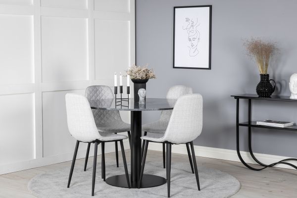 Imagine Masa de dining rotunda Estelle ø106 H75 - Negru / Negru+Scaun de dining Polar Diamond