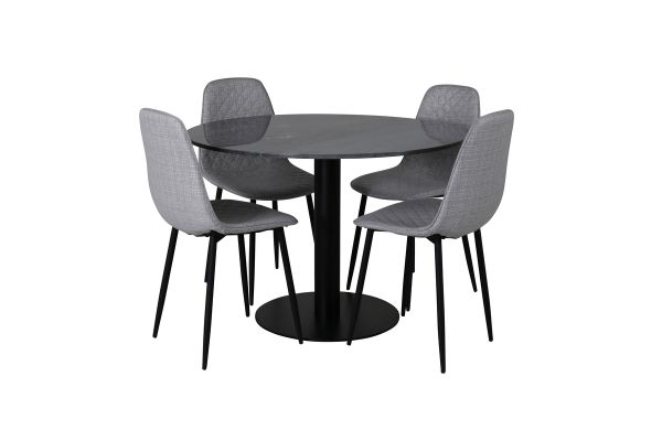 Imagine Masa de dining rotunda Estelle ø106 H75 - Negru / Negru+Scaun de dining Polar Diamond