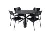 Imagine Masa de dining Alma - Aluminiu negru - ø120cm+Scaun de dining cu brate Nicke - Otel negru_4