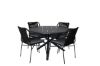 Imagine Masa de dining Alma - Aluminiu negru - ø120cm+ Scaun de dining Julian - Oțel negru / Sfoară neagră (pliabilă)_4