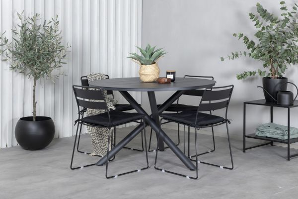 Imagine Masa de dining Alma - Alu Negru - ø120cm + Scaun de dining Lina - Negru_4