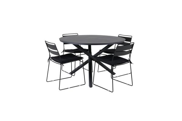 Imagine Masa de dining Alma - Alu Negru - ø120cm + Scaun de dining Lina - Negru_4