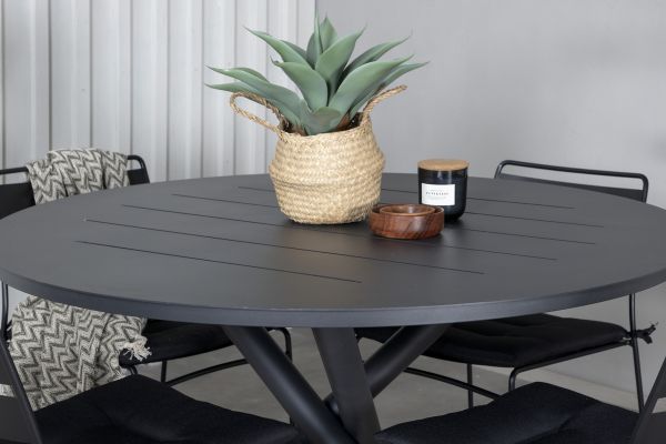 Imagine Masa de dining Alma - Alu Negru - ø120cm + Scaun de dining Lina - Negru_4