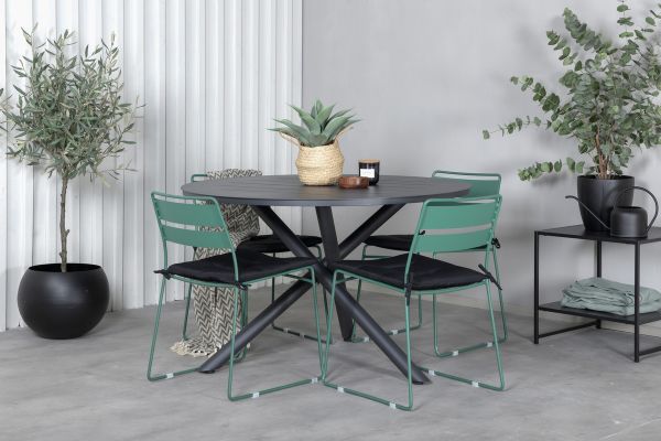 Imagine Masa de Dining Alma - Alu negru - ø120cm+Scaun de Dining Lina - Verde_4