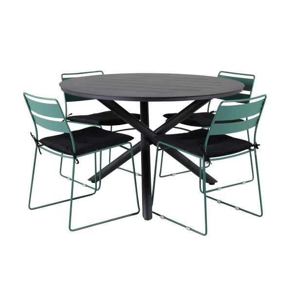 Imagine Masa de Dining Alma - Alu negru - ø120cm+Scaun de Dining Lina - Verde_4