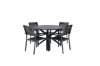 Imagine Masa de dining Alma - Aluminiu negru - ø120cm + Scaun Stivuitor Copacabana - Negru/Negru_4