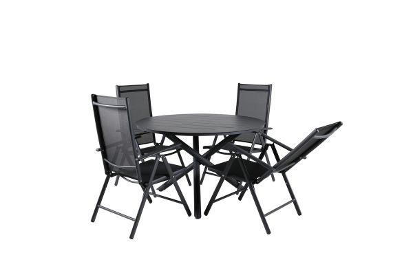 Imagine Masa de dining Alma - Aluminiu negru - ø120cm + 5 scaune Break: poziție - Negru/Negru_4