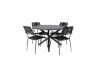 Imagine Masa de dining Alma - Aluminiu negru - ø120cm+Scaun Lindos - Aluminiu negru/Snur negru_4