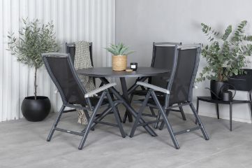 Imagine Masa de dining Alma - Alu negru - ø120cm+Scaun Albany 5:poziții - Negru/Negru_4