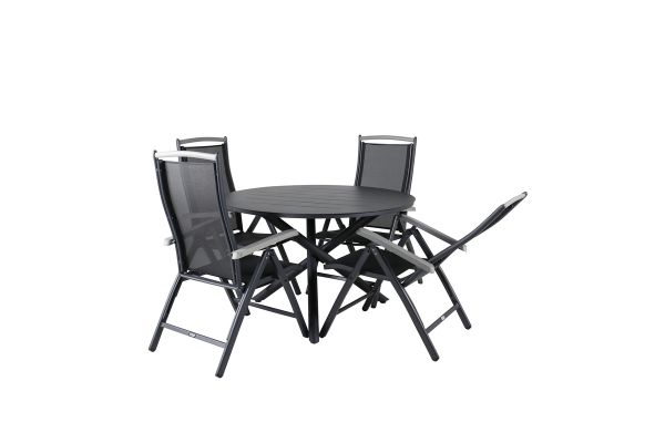 Imagine Masa de dining Alma - Alu negru - ø120cm+Scaun Albany 5:poziții - Negru/Negru_4