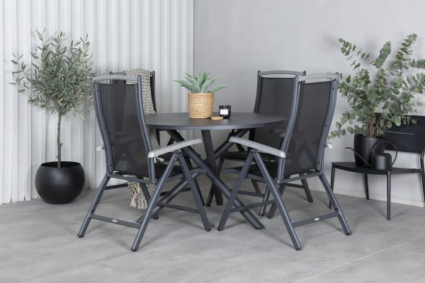 Imagine Masa de dining Alma - Alu negru - ø120cm+Scaun Albany 5:poziții - Negru/Negru_4