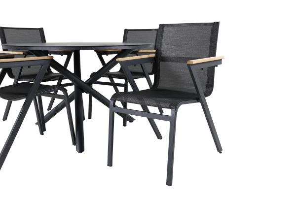 Imagine Masa de Dining Alma - Alu Negru - ø120cm+ Scaun Mexico - Negru/Teak_4