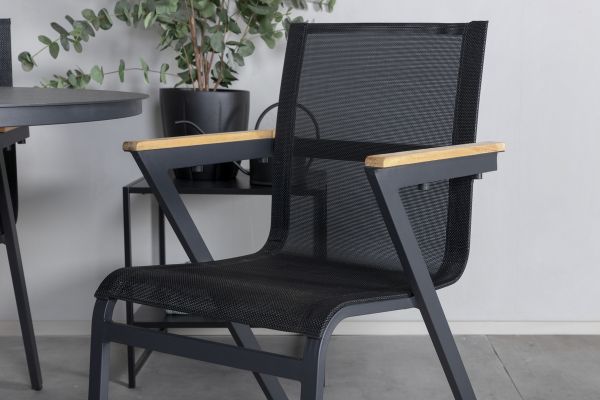 Imagine Masa de Dining Alma - Alu Negru - ø120cm+ Scaun Mexico - Negru/Teak_4