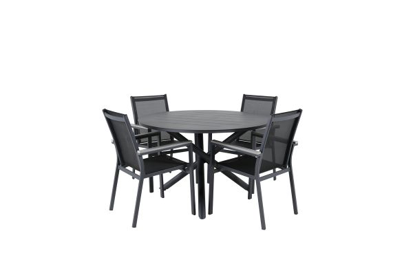 Imagine Masa de dining Alma - Alu negru - ø120cm + Scaun Parma - Negru/Gri _4