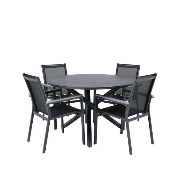 Imagine Masa de dining Alma - Alu negru - ø120cm + Scaun Parma - Negru/Gri _4