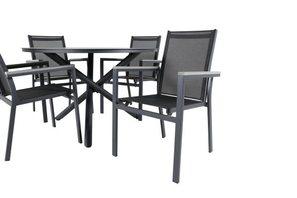 Imagine Masa de dining Alma - Alu negru - ø120cm + Scaun Parma - Negru/Gri _4