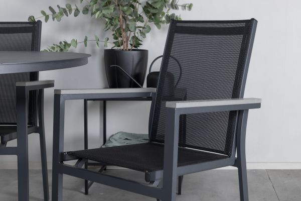 Imagine Masa de dining Alma - Alu negru - ø120cm + Scaun Parma - Negru/Gri _4