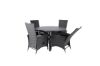 Imagine Masa de dining Alma - Aluminiu negru - ø120cm+Scaun Padova (Recliner) - Negru/Gri_4