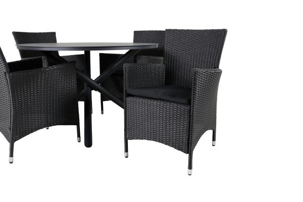 Imagine Masa de dining Alma - Aluminiu negru - ø120cm+Scaun cu brat Knick - Negru_4