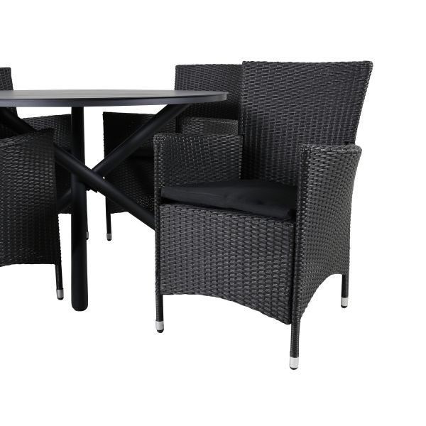 Imagine Masa de dining Alma - Aluminiu negru - ø120cm+Scaun cu brat Knick - Negru_4