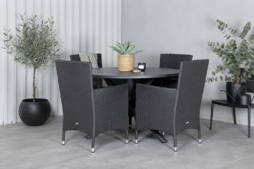 Imagine Masa de dining Alma - Alu negru - ø120cm + Scaun Malin - Negru/Gri_4