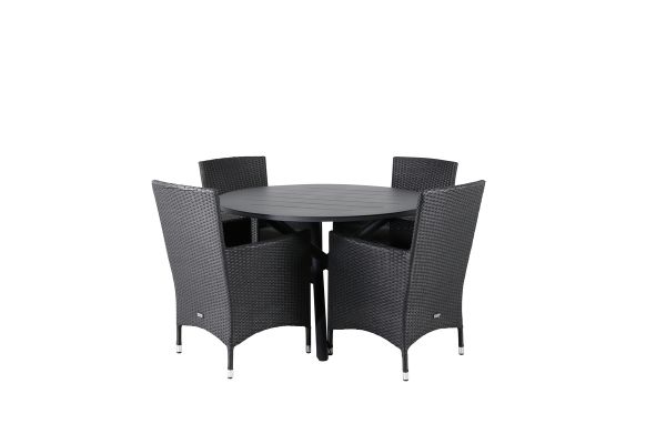 Imagine Masa de dining Alma - Alu negru - ø120cm + Scaun Malin - Negru/Gri_4