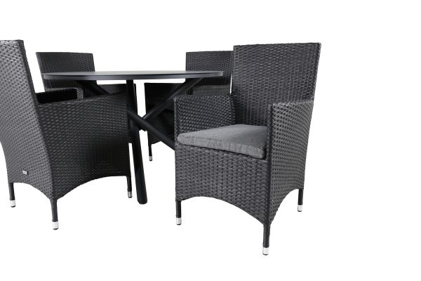 Imagine Masa de dining Alma - Alu negru - ø120cm + Scaun Malin - Negru/Gri_4