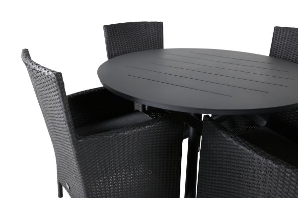 Imagine Masa de dining Alma - Alu negru - ø120cm + Scaun Malin - Negru/Gri_4