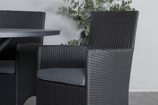 Imagine Masa de dining Alma - Alu negru - ø120cm + Scaun Malin - Negru/Gri_4