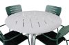 Imagine Masa de dining Alma - Aluminiu alb - ø120cm + Scaun de dining cu brațe Nicke - Oțel verde_4