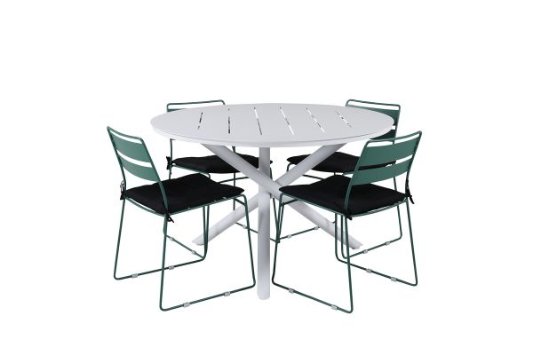 Imagine Masa de dining Alma - Aluminiu alb - ø120cm+Scaun de dining Lina - Verde_4