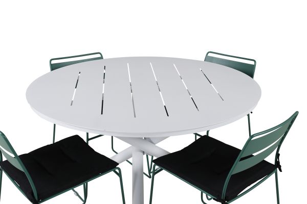 Imagine Masa de dining Alma - Aluminiu alb - ø120cm+Scaun de dining Lina - Verde_4