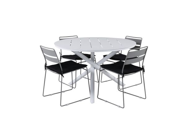 Imagine Masa de dining Alma - Alu alb - ø120cm+Scaun de dining Lina - Gri_4