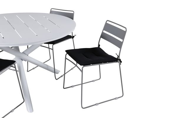 Imagine Masa de dining Alma - Alu alb - ø120cm+Scaun de dining Lina - Gri_4