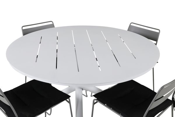 Imagine Masa de dining Alma - Alu alb - ø120cm+Scaun de dining Lina - Gri_4