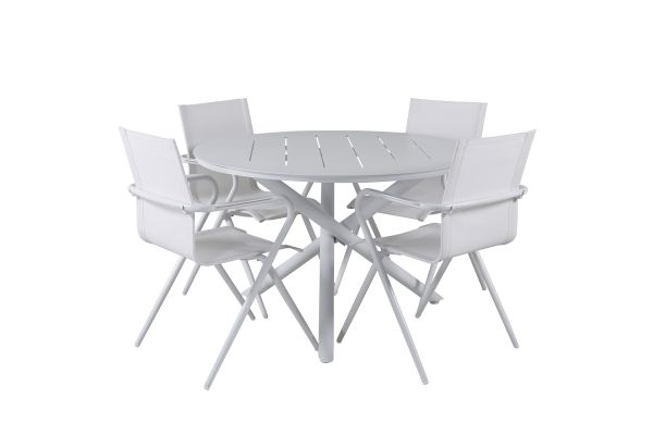 Imagine Masa de dining Alma - Aluminiu alb - ø120cm+Scaun de dining Alina - Aluminiu alb / Textilene alb_4